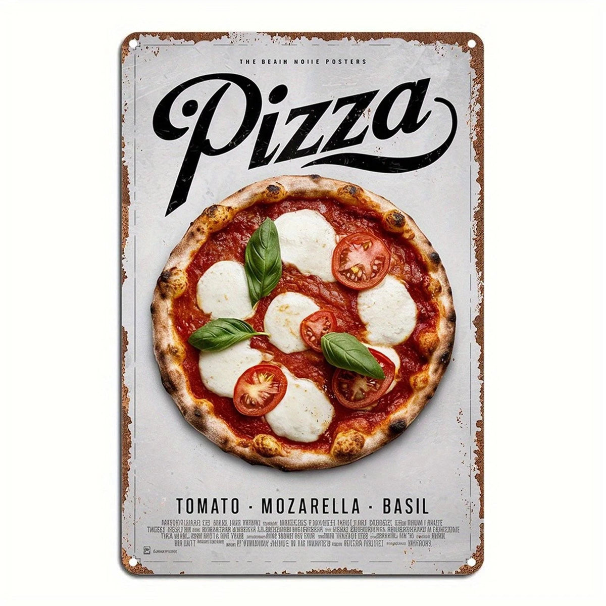 Pizza Funny Tomato Mozzarella Basil Wall Art Aluminum Sign — product artwork