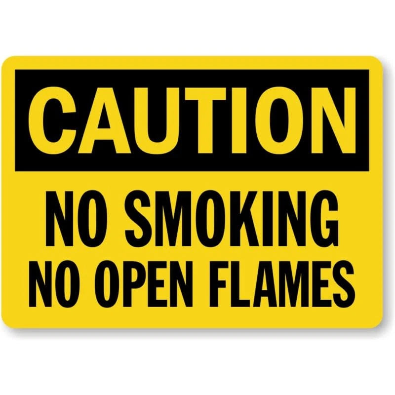 Caution No Smoking or Open Flames Aluminum Sign — product artwork