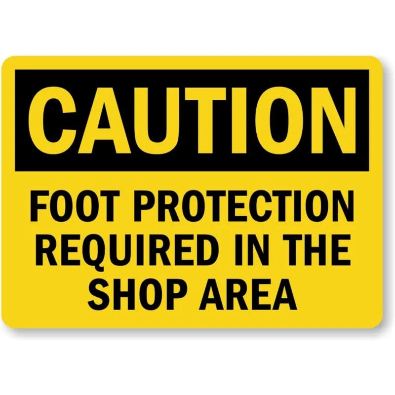 Foot Protection Required Caution Aluminum Sign — product artwork
