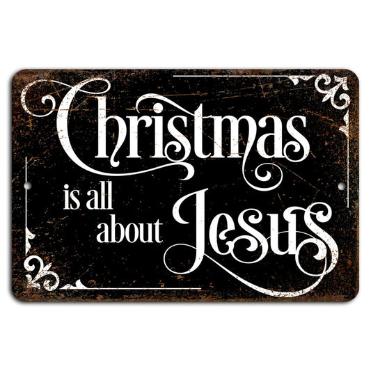 Rustic Christmas Handmade Religious Aluminum Sign — product artwork