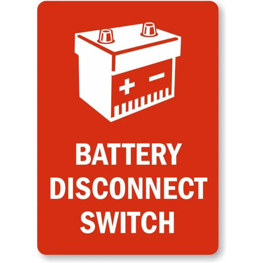 Battery Disconnect Switch Red Safety Aluminum Sign — product artwork