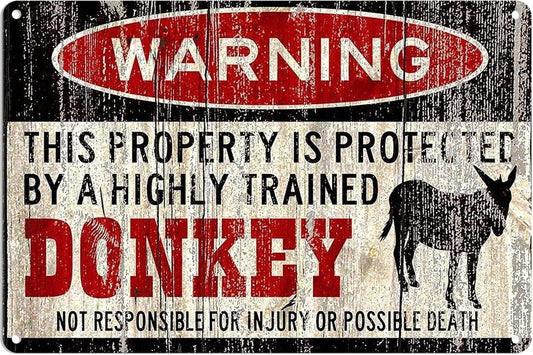 Property Protected by Highly Trained Donkey Aluminum Sign — product artwork
