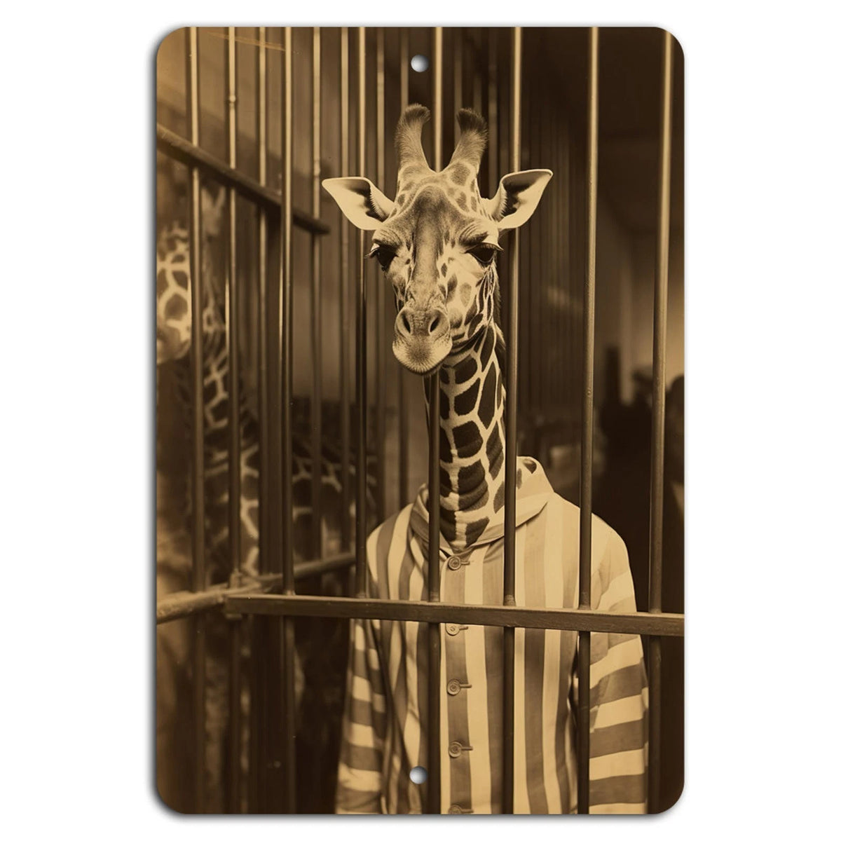 Funny Giraffe Vertical Humor Aluminum Sign — product artwork