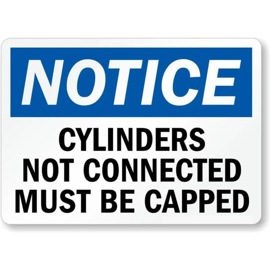 Cylinders Not Connected Notice Aluminum Sign — product artwork