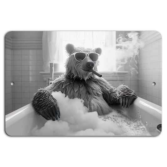 Decorative Chill Vibes Bear Bubble Bath Aluminum Sign — product artwork