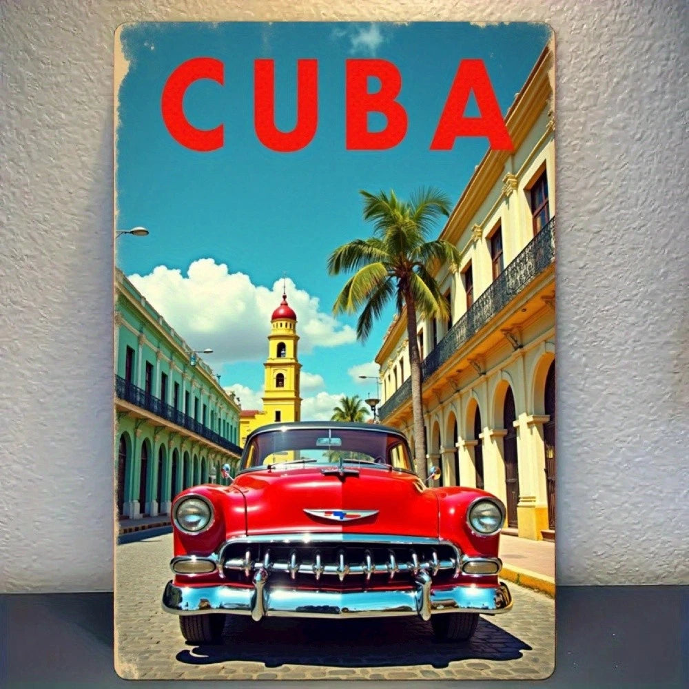 Vintage Cuban Retro Wall Art Cuba Theme Aluminum Sign — product artwork