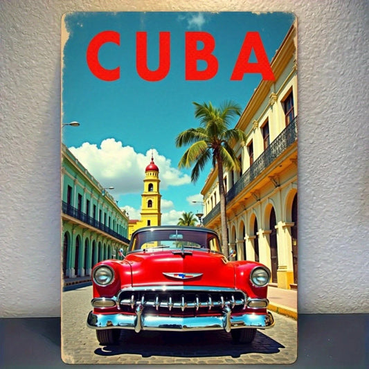 Vintage Cuban Retro Wall Art Cuba Theme Aluminum Sign — product artwork