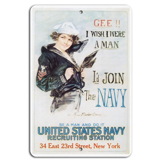 Navy Recruitment Vintage Military Aluminum Sign — product artwork