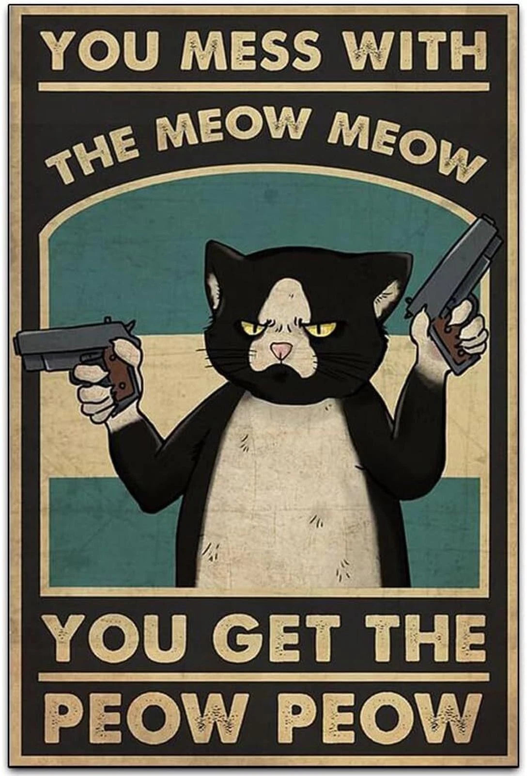 Vintage Cat Funny Wall Art Aluminum Sign — product artwork