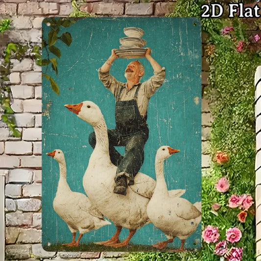 Goose Vintage Farmhouse Funny Aluminum Sign — product artwork