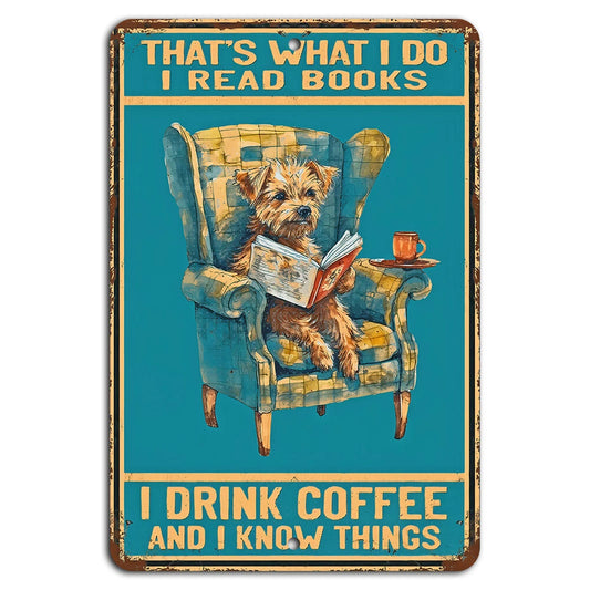 Rustic Coffee Dog Handmade Humor Aluminum Sign — product artwork