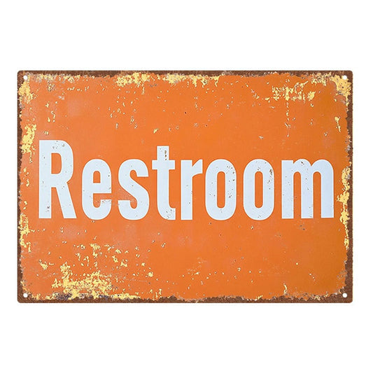 Restroom Vintage Orange Aluminum Sign — product artwork