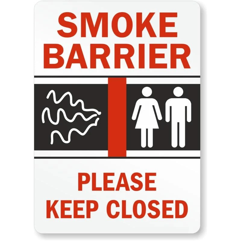 Smoke Barrier Fire Emergency Aluminum Sign — product artwork