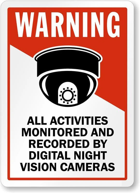Night Vision Security Camera Alert Aluminum Sign — product artwork