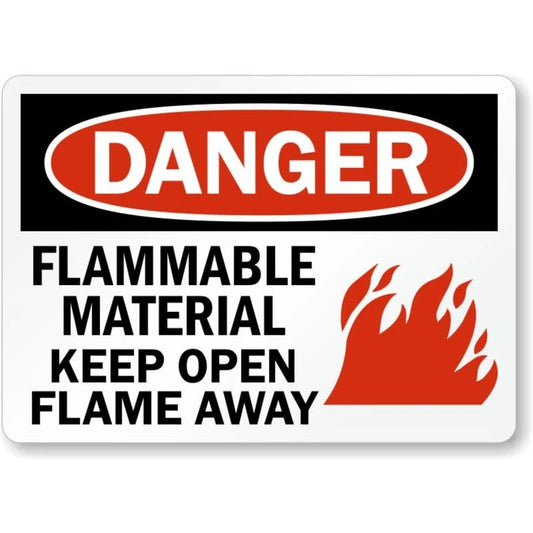 Danger Flammable Material Keep Open Flame Away Sign — product artwork