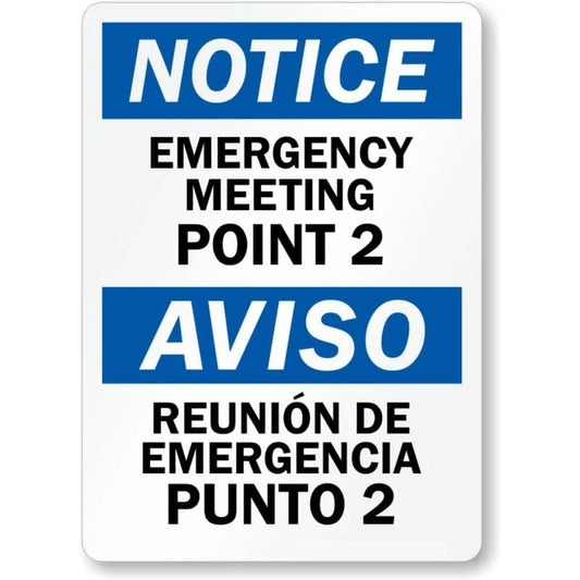 Bilingual Meeting Point 2 Aluminum Sign — product artwork