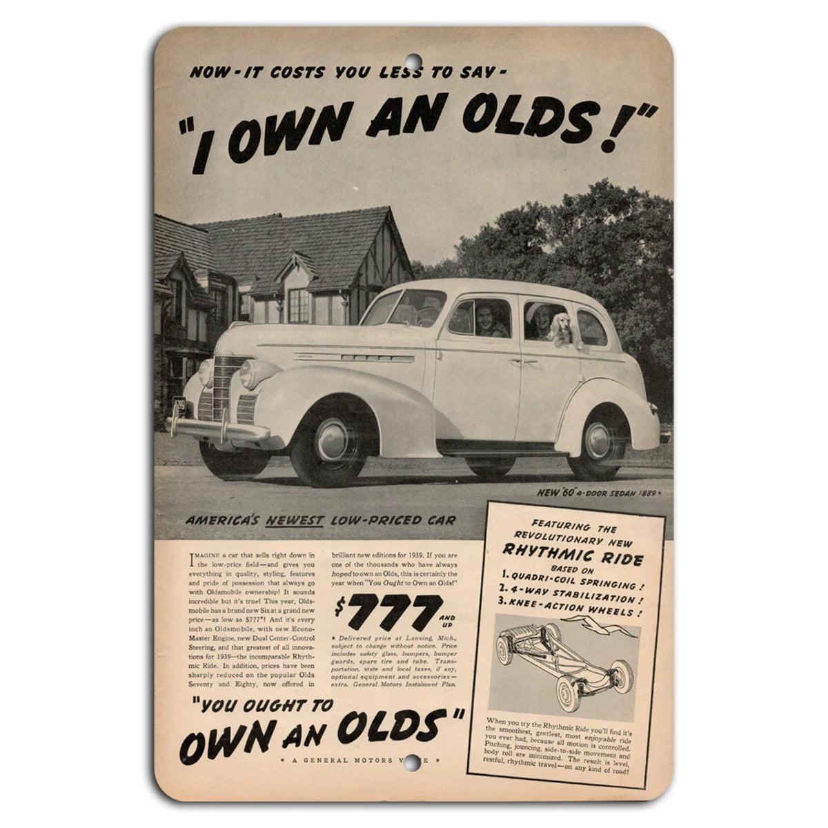 Oldsmobile Vintage Garage Art Classic Cars Aluminum Sign — product artwork