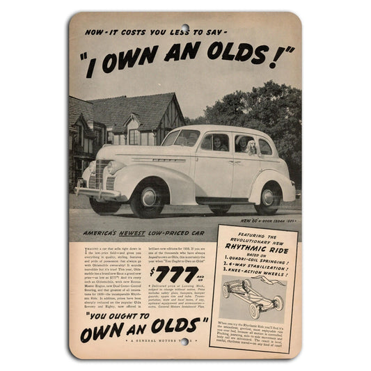 Oldsmobile Vintage Garage Art Classic Cars Aluminum Sign — product artwork