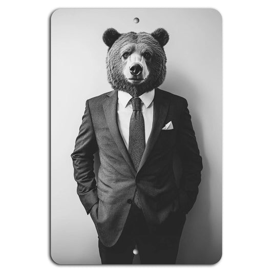 Business Bear Unbearably Dapper Vintage Wall Art Aluminum Sign — product artwork