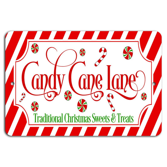 Christmas Treats Rustic Red White Holiday Aluminum Sign — product artwork