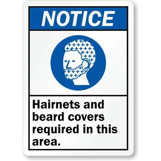 Hairnets Beard Covers Required Aluminum Sign — product artwork