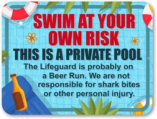Swim Risk Funny Aluminum Sign — product artwork