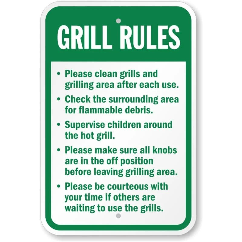 Grill and Grilling Rules Aluminum Sign — product artwork