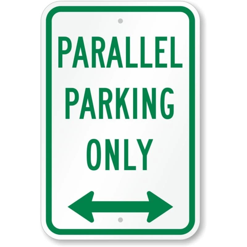 Parallel Parking Only Bidirectional Arrow Aluminum Sign — product artwork