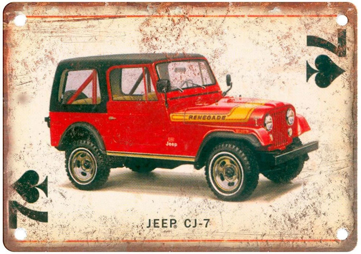 Jeep CJ-7 Vintage Retro Auto Playing Card Wall Art Aluminum Sign — product artwork