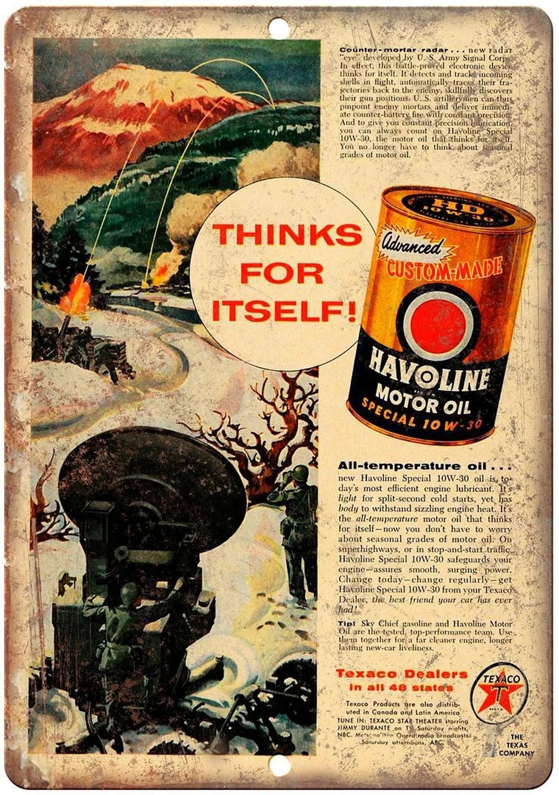 Havoline Funny Motor Oil Reproduction Aluminum Sign — product artwork