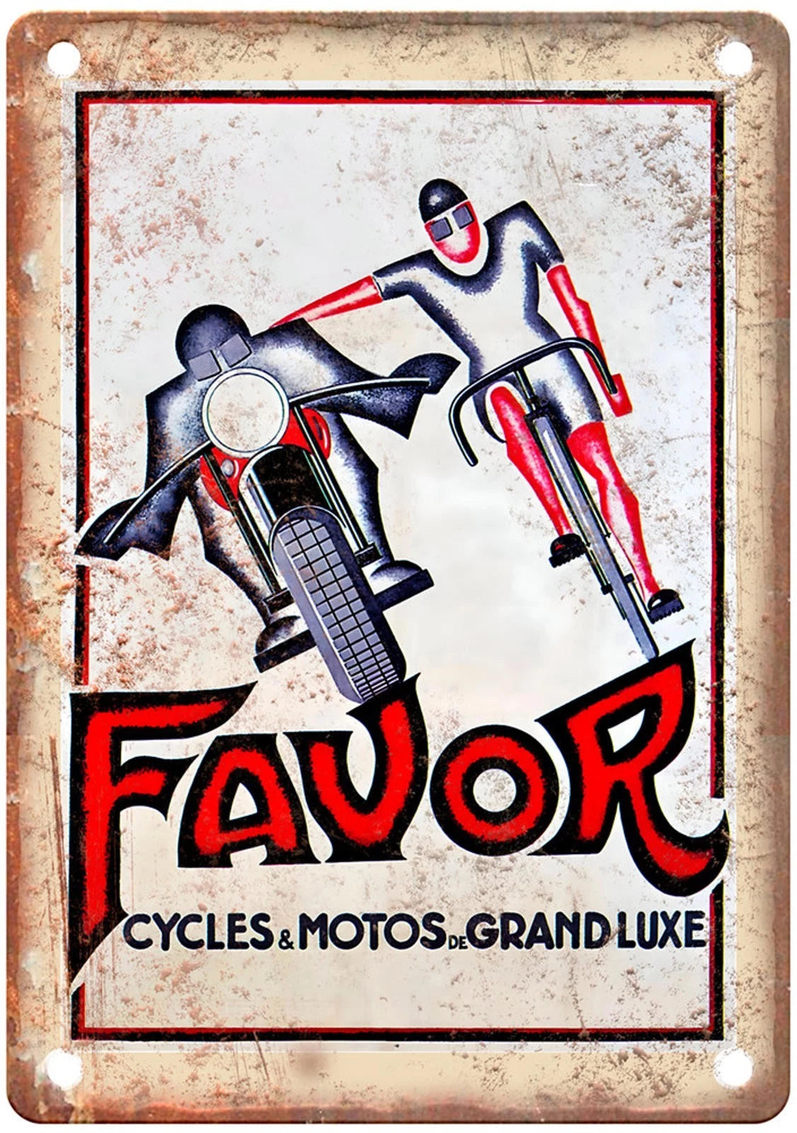 Vintage Motorcycle Favor Cycles Retro Aluminum Sign — product artwork