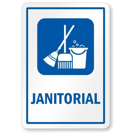 Janitorial Equipments Symbol Aluminum Sign — product artwork