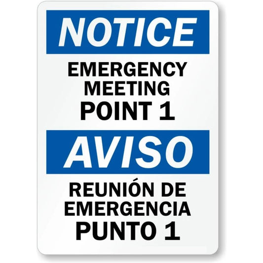Bilingual Meeting Point 1 Aluminum Sign — product artwork