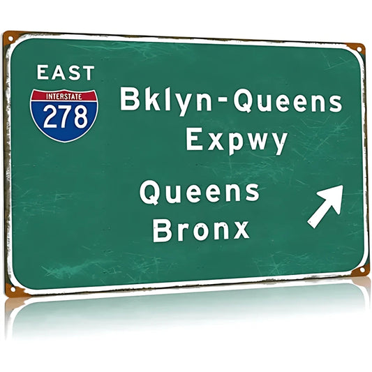 Vintage Wall Art Brooklyn Queens Directional Arrow Aluminum Sign — product artwork