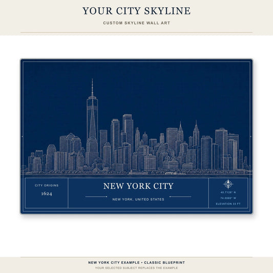 Your City Skyline Wall Art Custom Aluminum Sign — product artwork