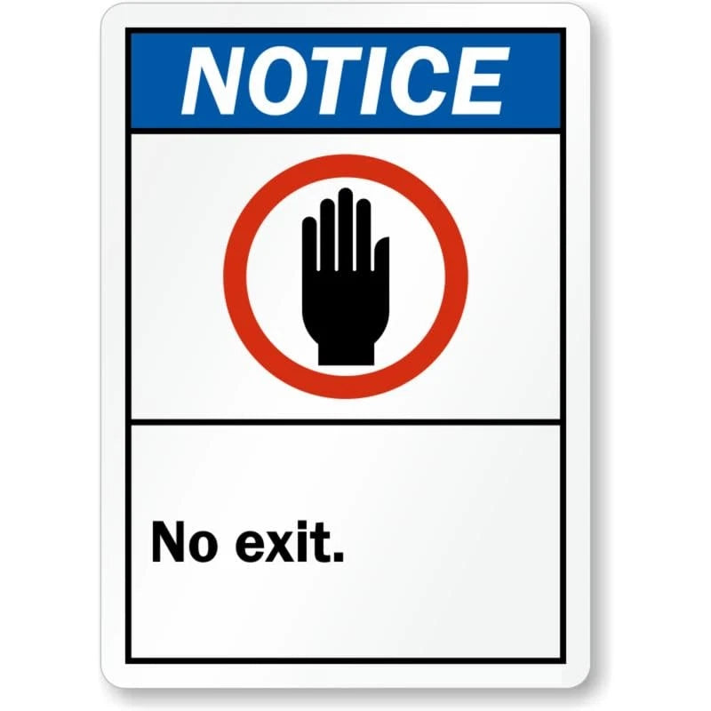No Exit Notice Ansi Aluminum Sign — product artwork