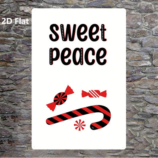 Sweet Peace Candy Cane Aluminum Sign — product artwork