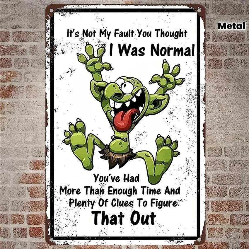 Vintage Humorous Funny Cartoon Monster Aluminum Sign — product artwork