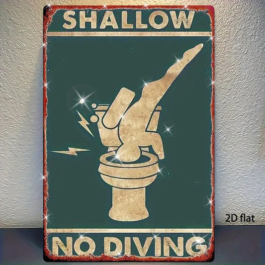 Vintage Toilet Funny No Diving Shallow Water Aluminum Sign — product artwork