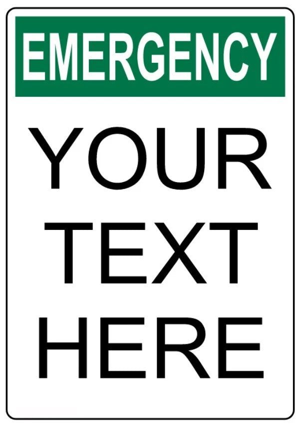 Custom Emergency Portrait Aluminum Sign — product artwork