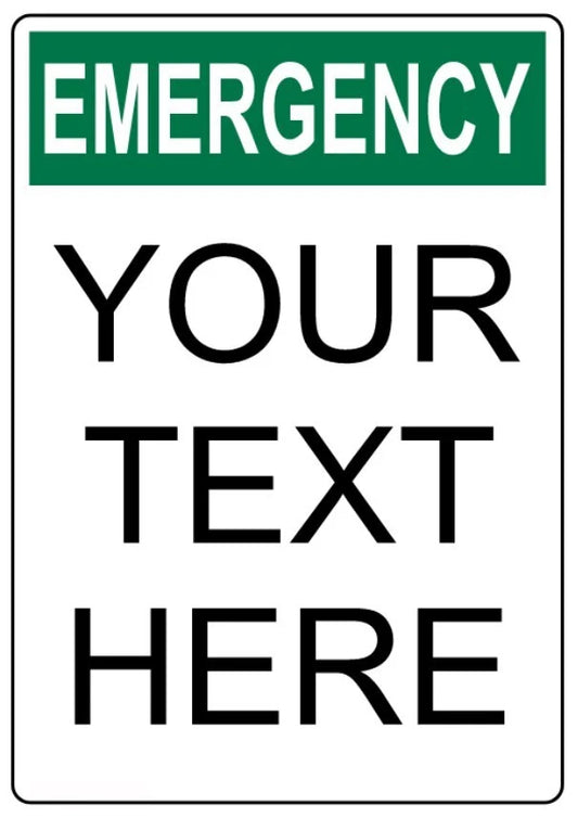 Custom Emergency Portrait Aluminum Sign — product artwork