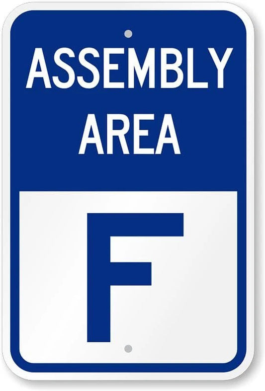 Assembly Area F Safety Aluminum Sign — product artwork