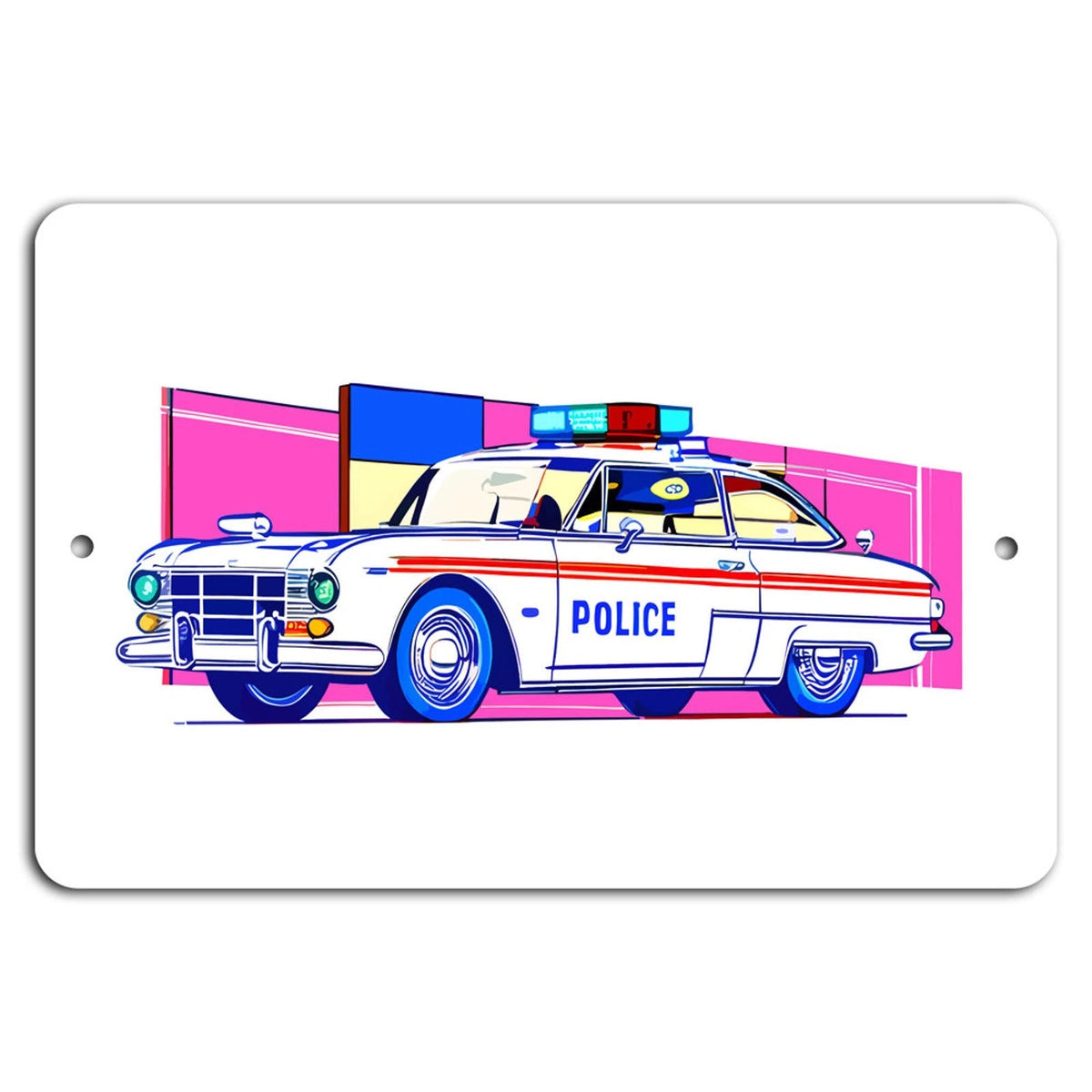 Vintage Police Car Retro Garage Aluminum Sign — product artwork