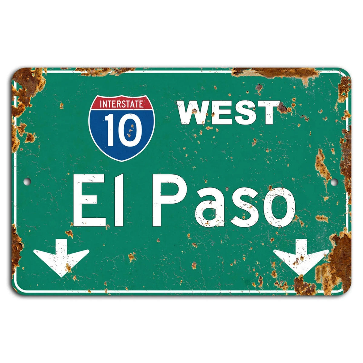 Vintage Highway Rustic El Paso I10 West Aluminum Sign — product artwork