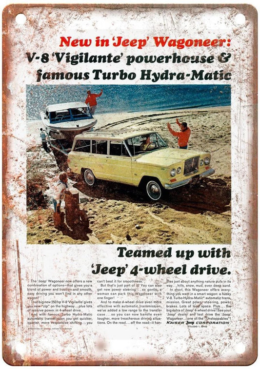 Jeep Wagoneer Vintage 1965 Auto Aluminum Sign — product artwork