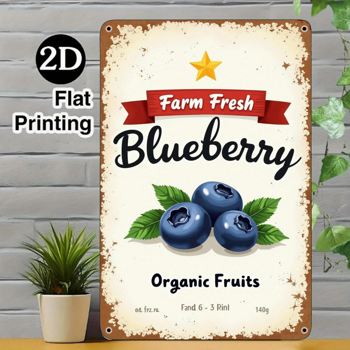 Blueberry Funny Vintage Kitchen Aluminum Sign — product artwork