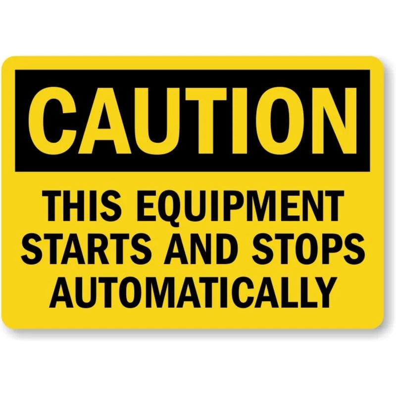 Equipment Starts Caution Aluminum Sign — product artwork