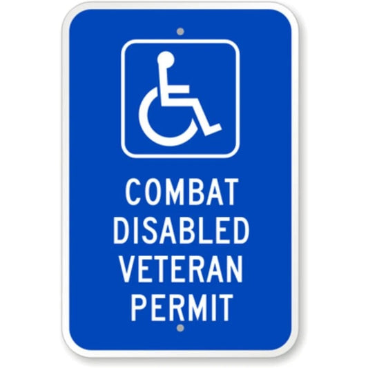 Combat Disabled Veteran Permit Aluminum Sign — product artwork