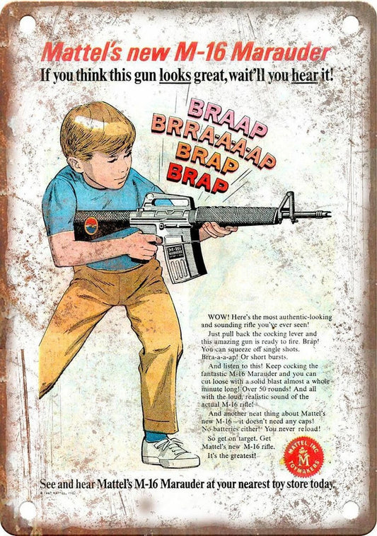 M-16 Machine Gun Vintage Ad Funny Military Aluminum Sign — product artwork