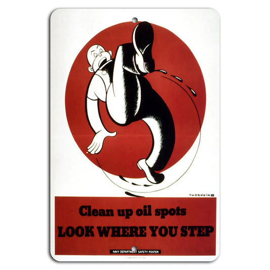 Oil Spot Safety Vertical Aluminum Sign — product artwork